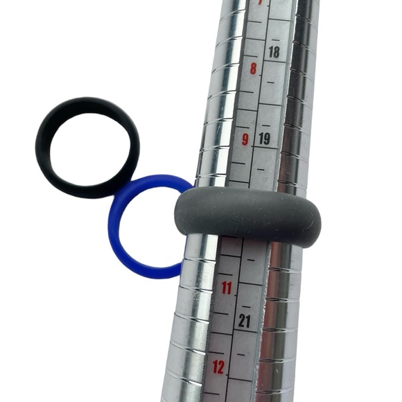 NEW 3 Rings - Silicone Bands Size 10 Blue Black Gray NWT Wedding Sport - Picture 3 of 6